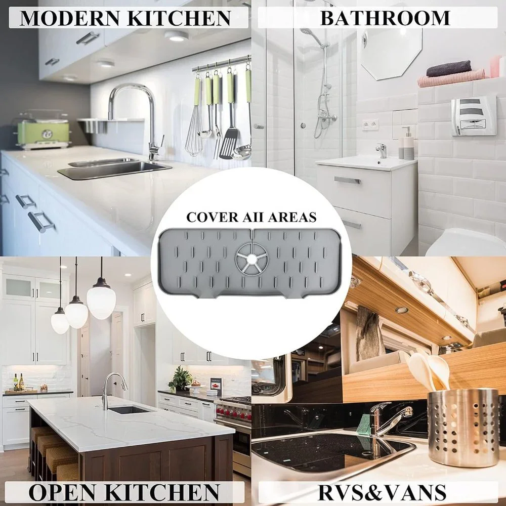 Silicone Sink/Faucet Water Catcher Mat, Kitchen Faucet Sink Splash Guard NEW - Picture 3 of 8